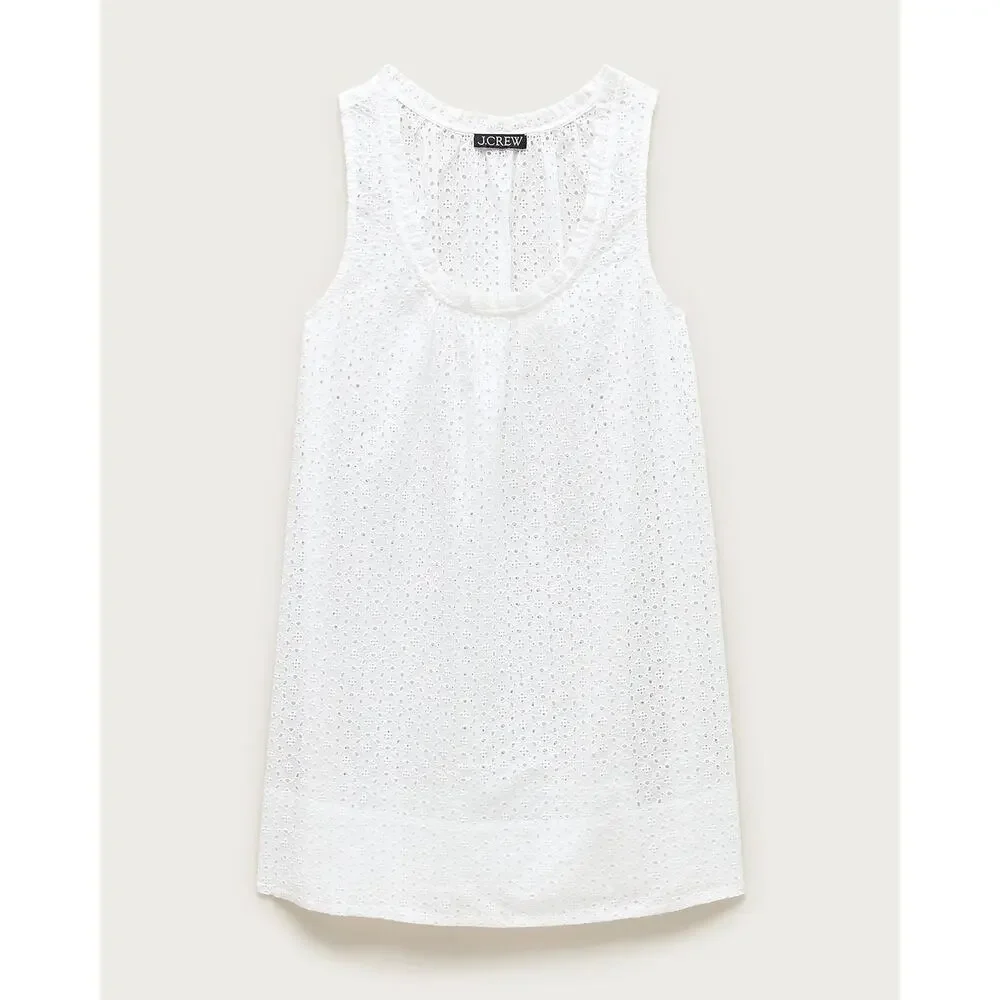 J.Crew Ruffle-trim scoopneck eyelet mini dress White S